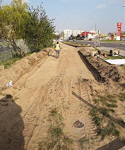 Żyrardów, przygotowanie nawierzchni pod polbruk Plac Jana Pawła II